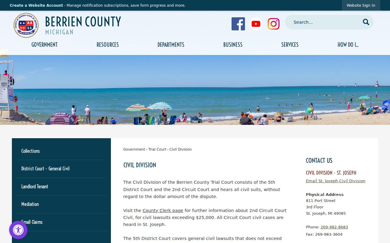 Berrien County civil docket division venue and routing table