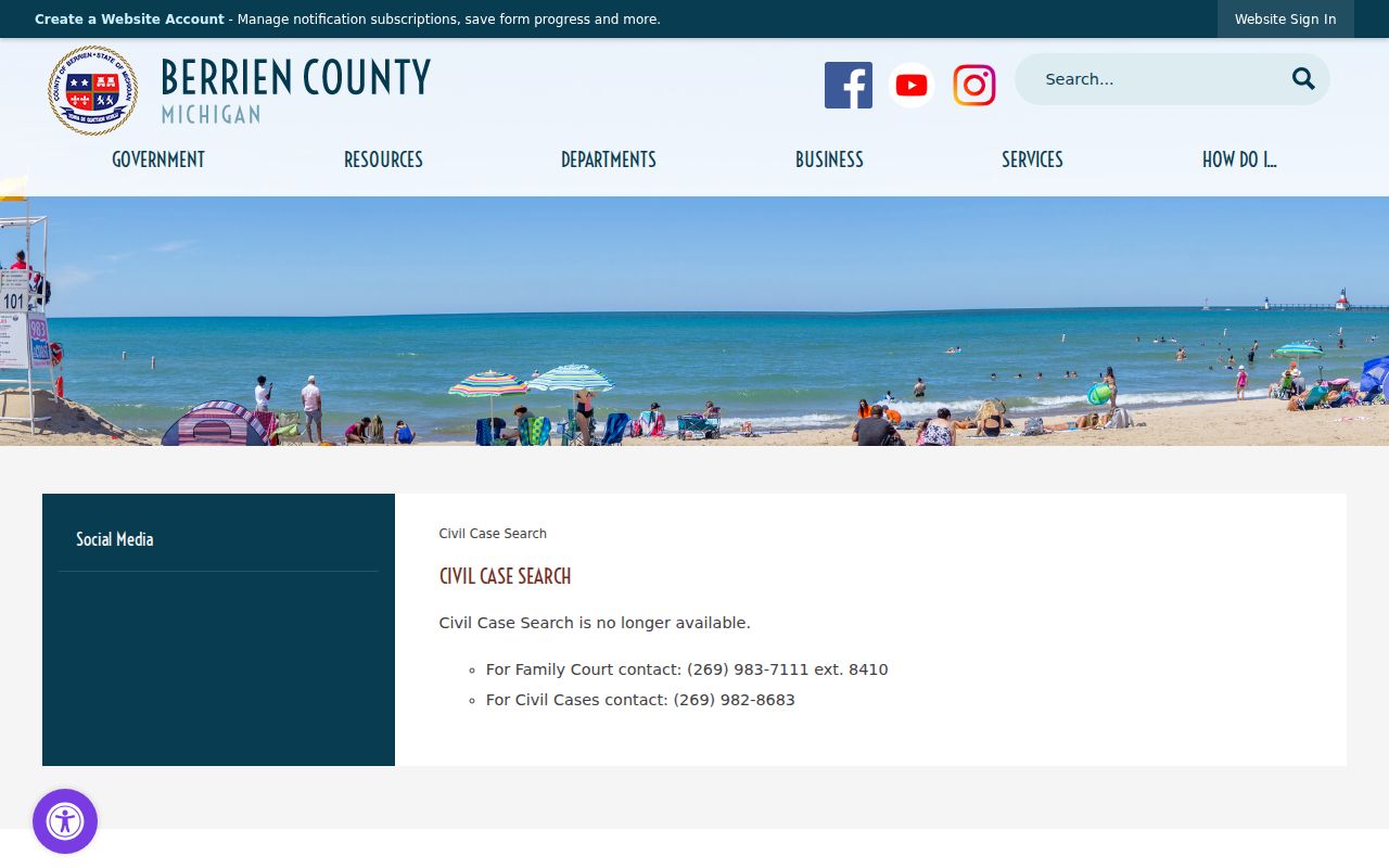 Berrien County civil docket discontinued search notice