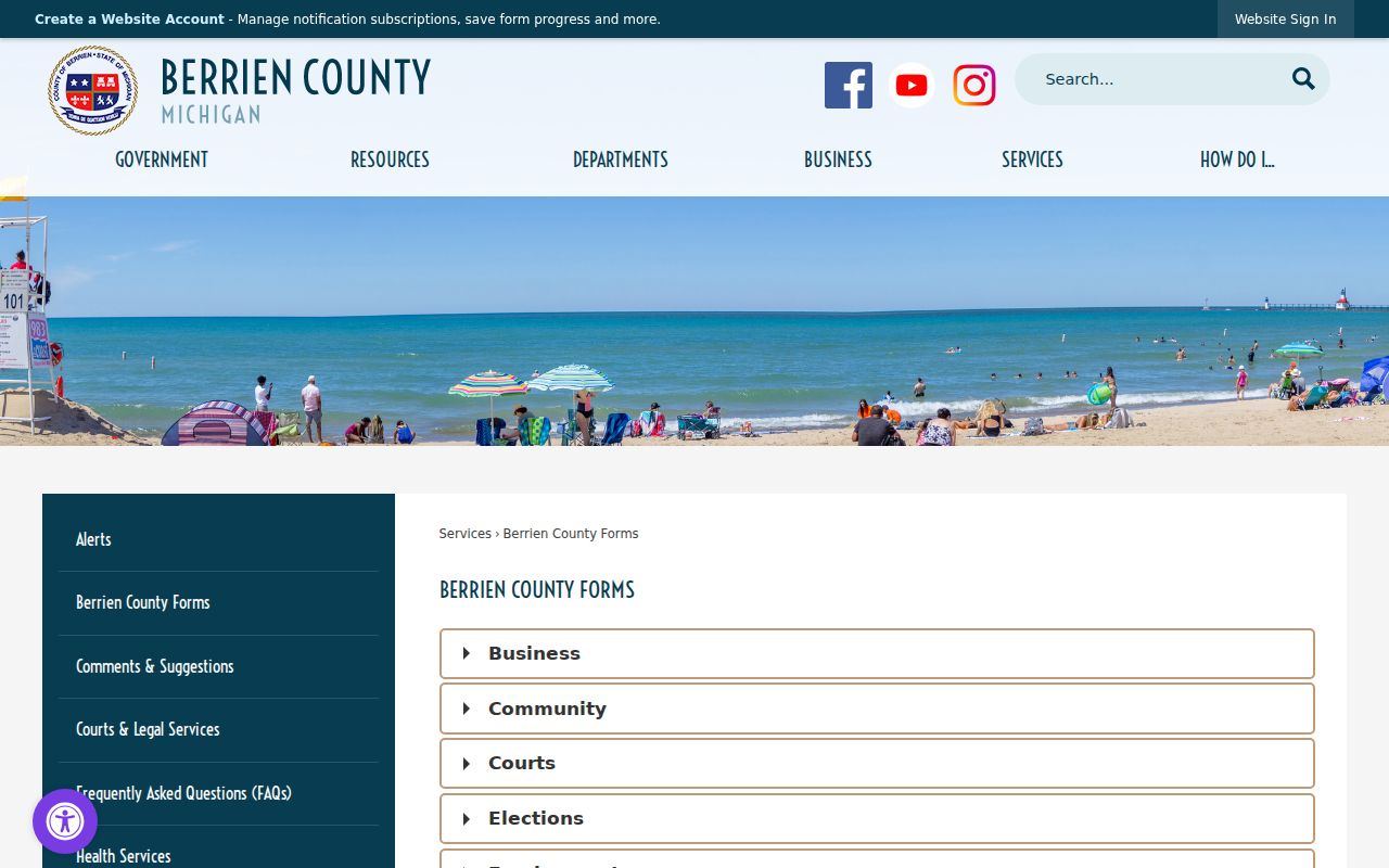 Berrien County civil docket court forms index
