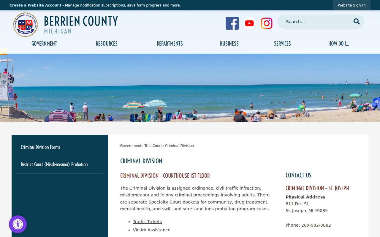 Berrien County criminal docket division service contacts