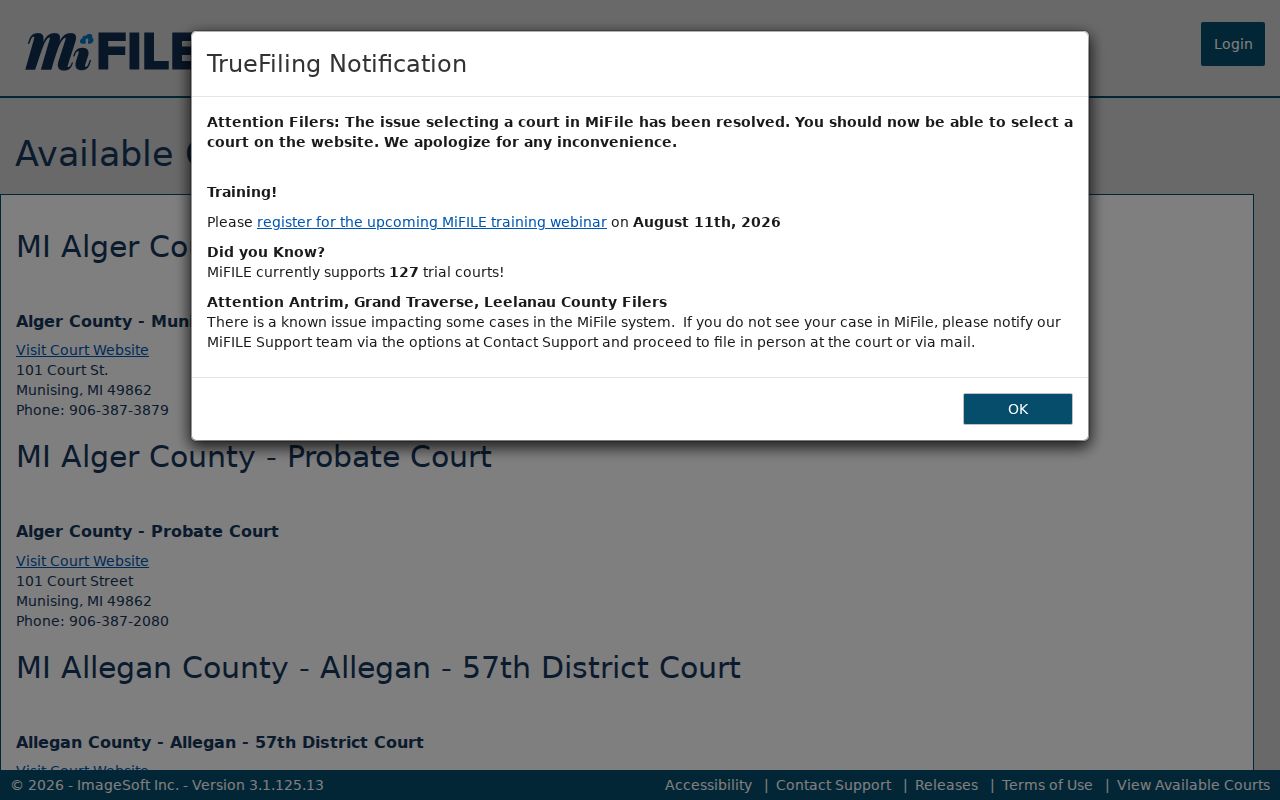 Berrien County court docket Michigan available courts list