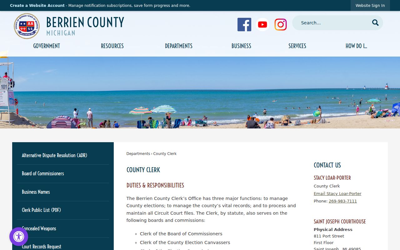 Berrien County court docket clerk office routing page