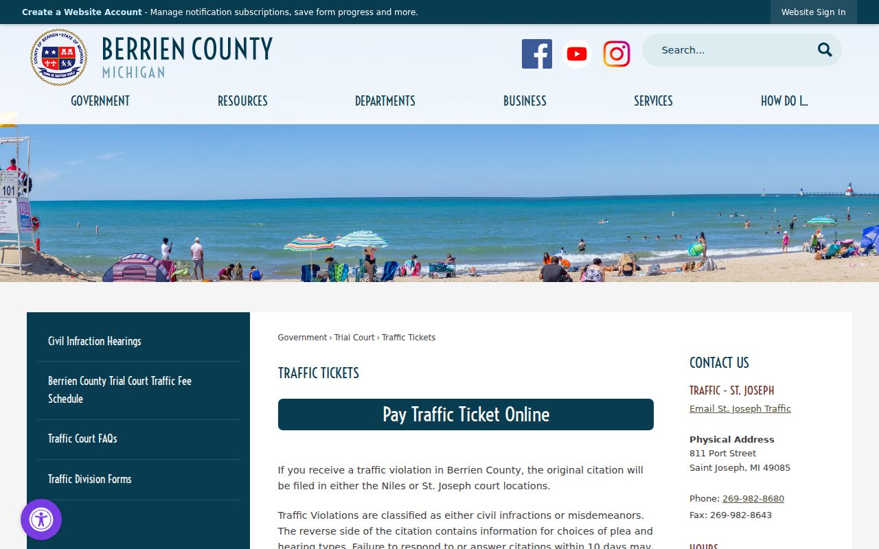 Berrien County traffic ticket court instructions and payment channels
